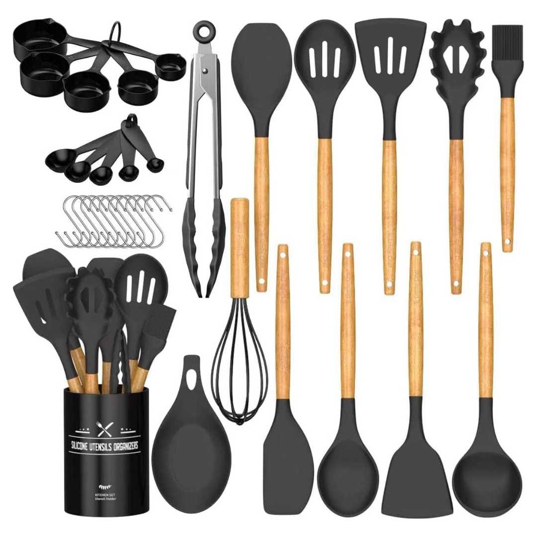 33-Piece Non-Stick Silicone Cooking Spatula Set W/ Holder