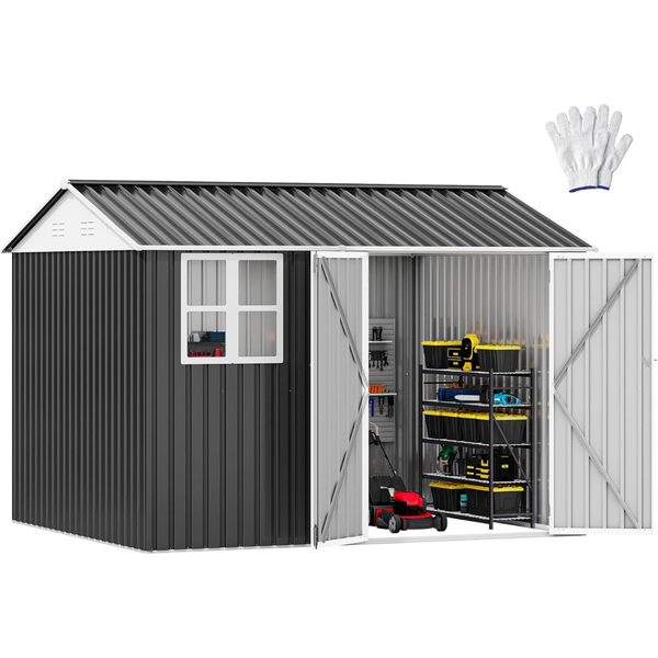 DWVO 10' X 8' Steel Outdoor Storage Shed With Window