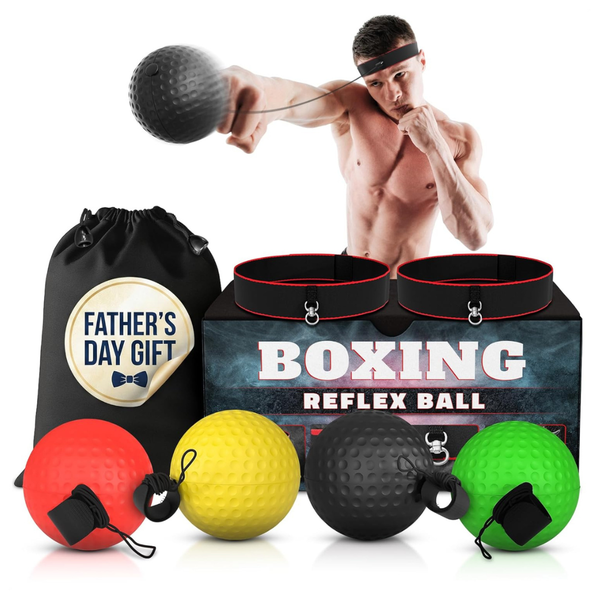 4-Pack BURIUS Boxing Reflex Balls W/ 2 Adjustable Headbands
