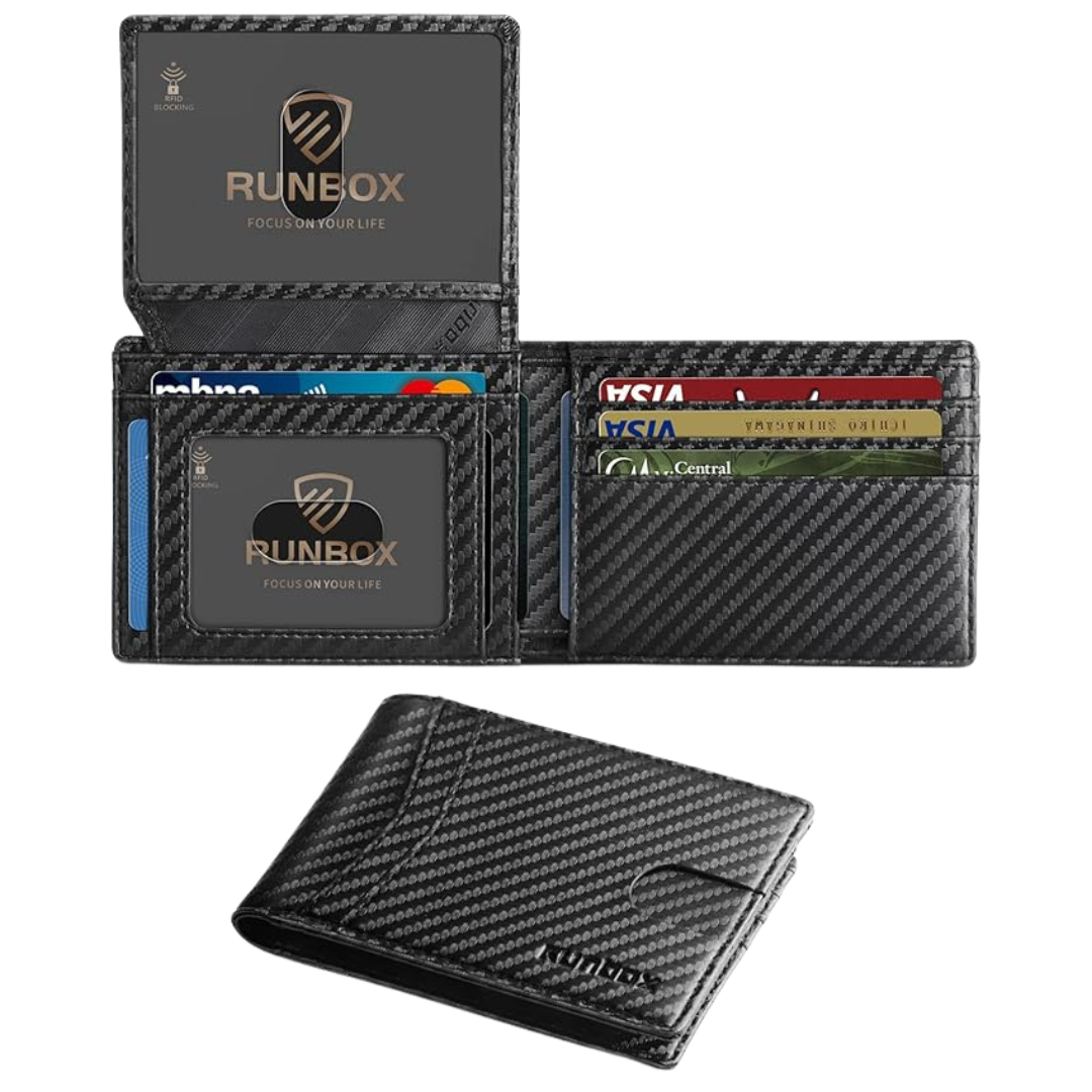 Runbox Men's 15-Card Holder Slim RFID Leather Wallets W/ 2 ID Window (Various)