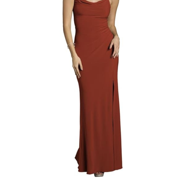 David's Bridal Women's Jersey Sheath Dress with Asymmetrical Straps