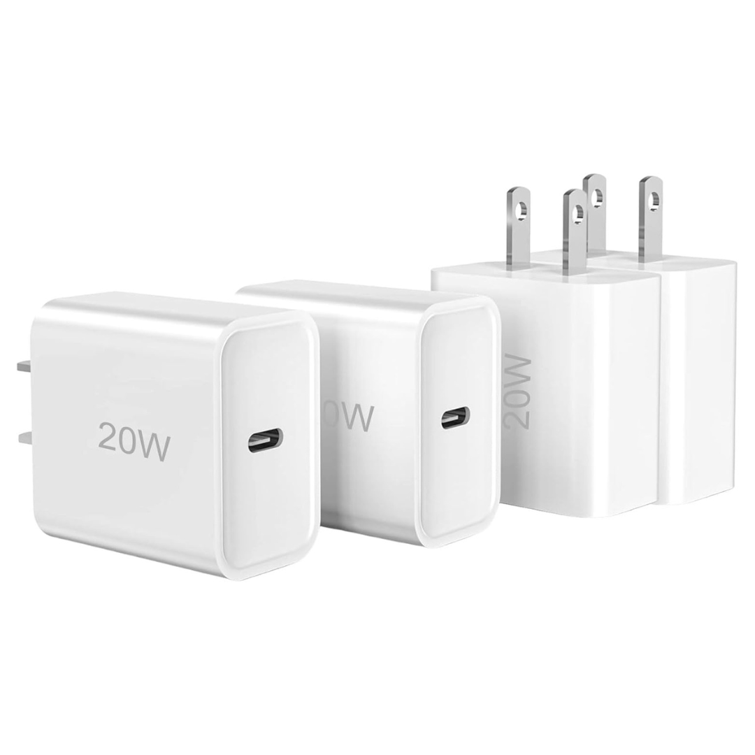 4-Pack 20W USB-C Fast Wall Phone Charger Block