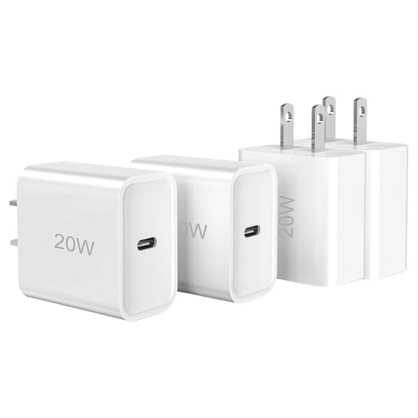 4-Pack 20W USB-C Fast Wall Phone Charger Block