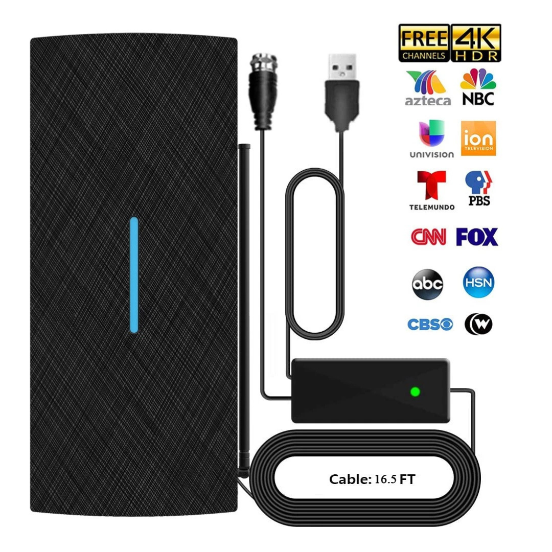 Camkey 90-150 Mile Range Amplified Indoor Digital TV Antenna With 16 Ft Coaxial Cable