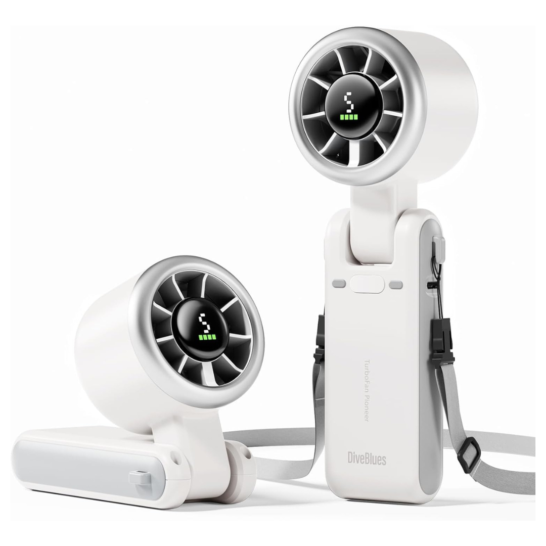 Diveblues 4000mAh Portable Rechargeable Mini Turbo Fan (White)
