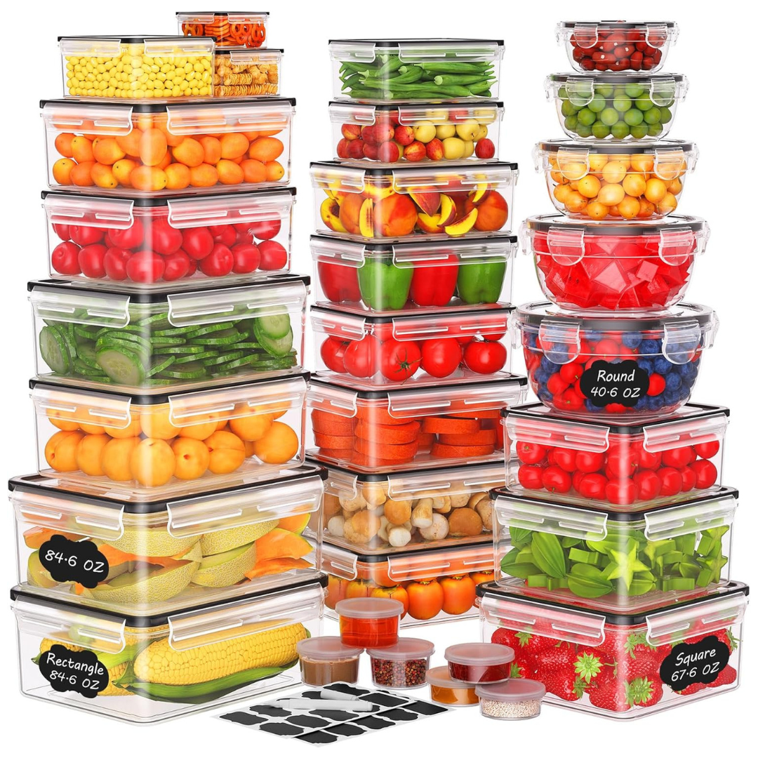 62-Piece Large Food Storage Containers With Lids Airtight