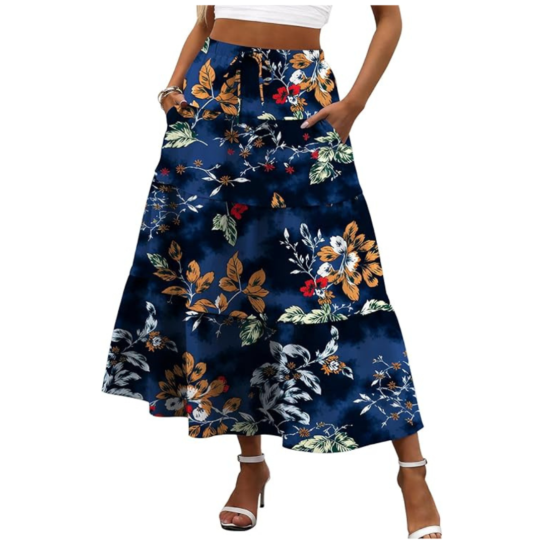 Women's High Waist Maxi Skirt With Pockets (4 Colors)