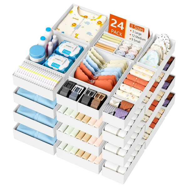 24-Pack Fabric Drawer Organizers