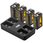 4-Pack HW 3600mWh Rechargeable 9V Batteries With Charger