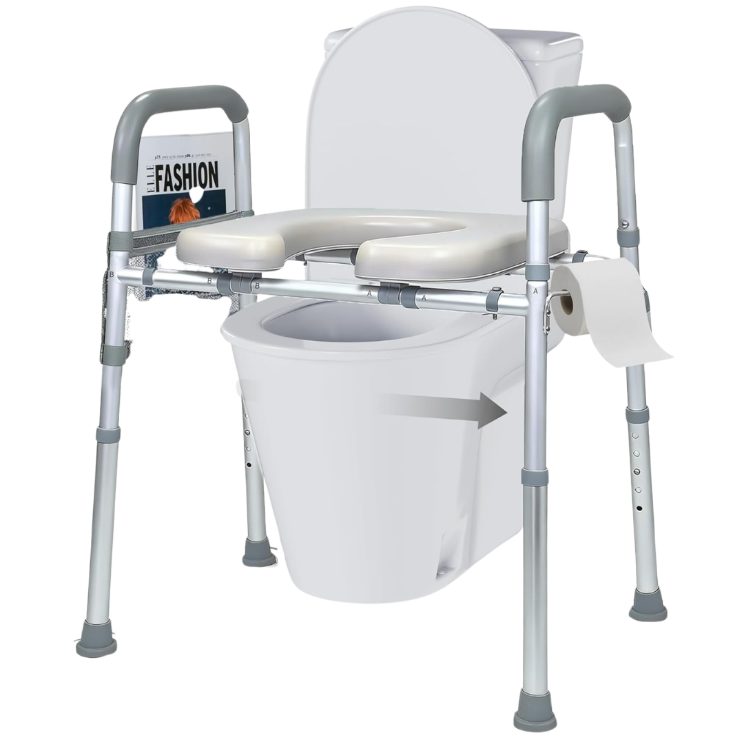 Unlicon Height And Width Adjustable Raised Toilet Seat With Handles