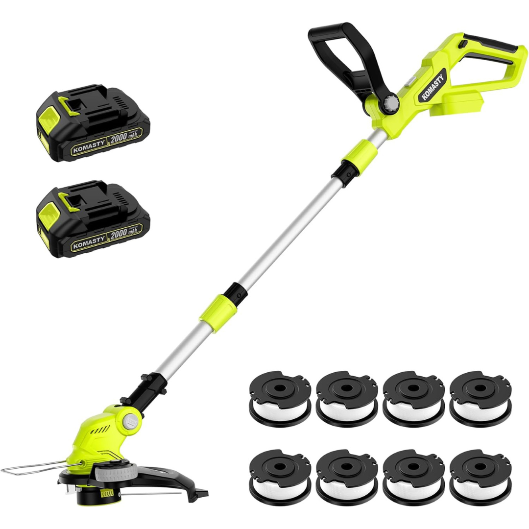 20V Electric Cordless Weed Wacker With 2 X 2.0Ah Battery Powered