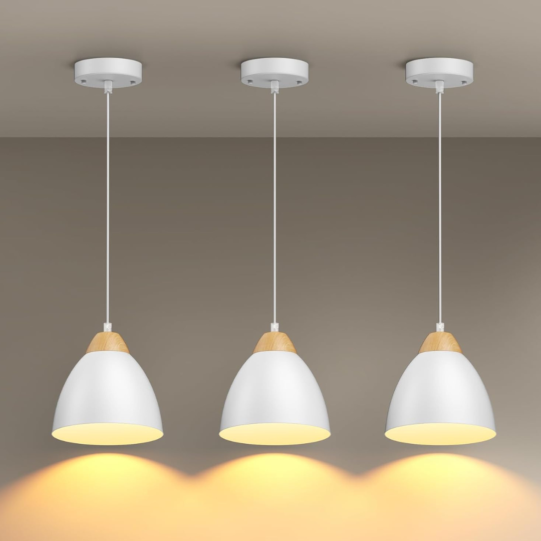 3-Pack 5.9" Cone Metal White Pendant Lights
