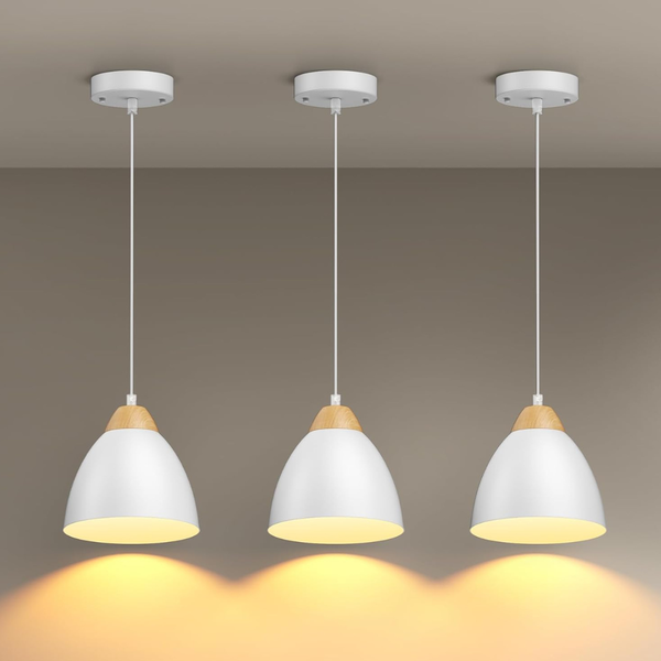 3-Pack 5.9" Cone Metal White Pendant Lights