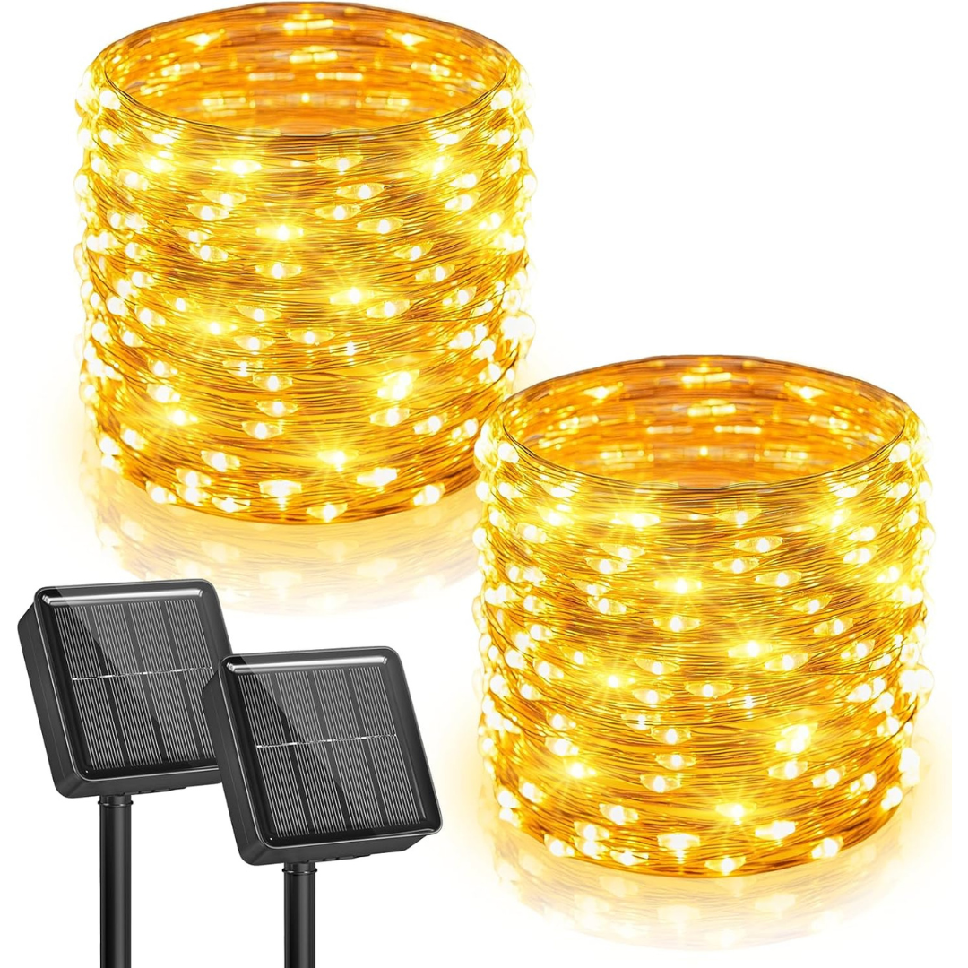 2-Count 33' Minetom Waterproof Solar Fairy Lights With 8 Modes & 100 LEDs