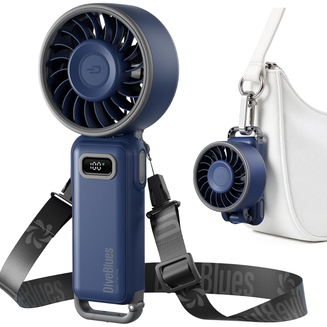 Diveblues 100-Speed Rechargeable Foldable Handheld Turbo Fan
