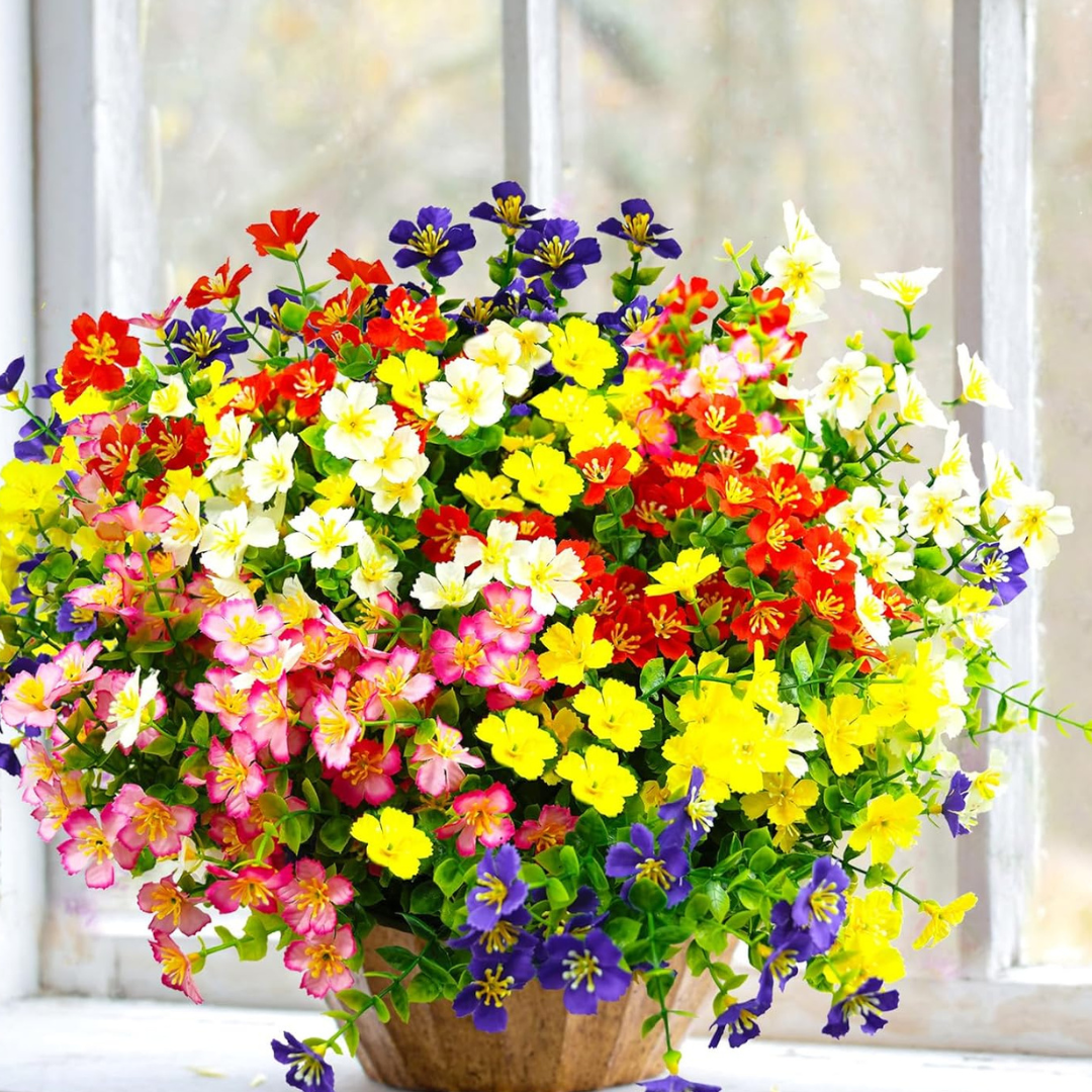 12-Pack Trytuny UV Resistant Indoor Or Outdoor Artificial Flowers