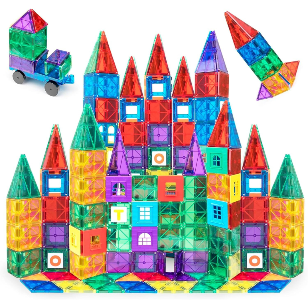 100-Piece Playmags 3D Magnetic Tiles Building Blocks Set