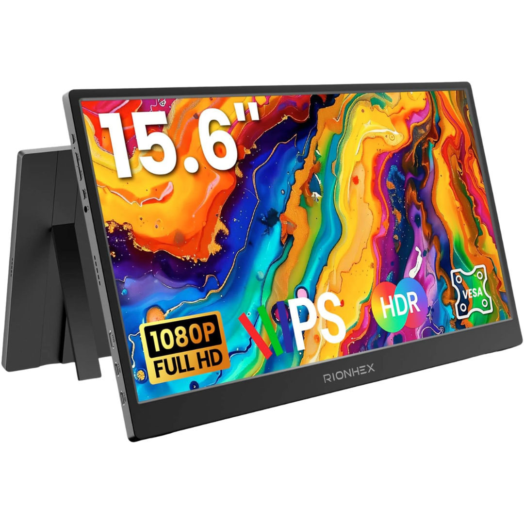 15.6" Portable 1080P USB-C HDMI Travel Monitor Built-in Stand VESA