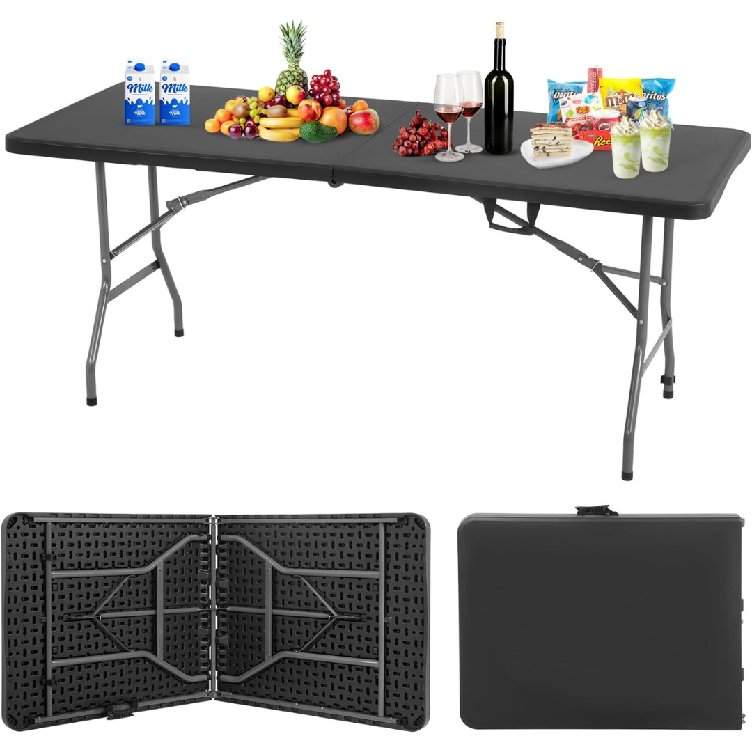 BestOffice 6Ft Outdoor Portable Plastic Folding Camping Table