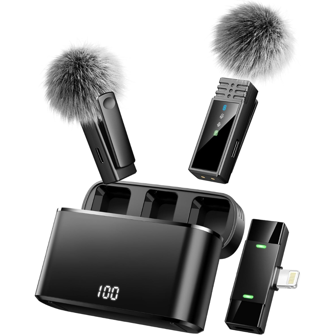 Wireless Lapel Microphone With Charging Case