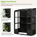 78 Tall Walk-In Wooden Greenhouse with 4 Skylights & Folding Shelves