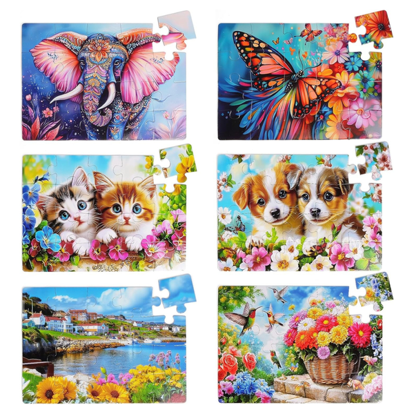 6-Pack 20 Large-Piece Puzzles Set With Dementia & Alzheimer's