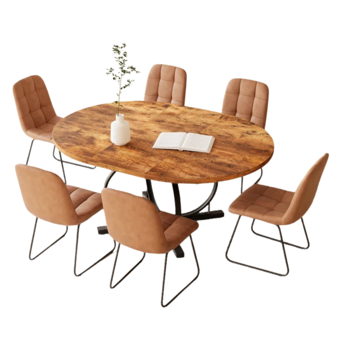 7-Piece George Oliver Clanton 43.3''-59'' Extendable Round Mordern Dining Table Set