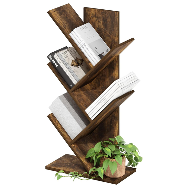 Furinno 5-Tier Tree Bookshelf With Angled Open Shelf