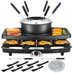 Befano 3-in-1 Portable Electric Raclette BBQ Grill W/ Fondue Pot Sets