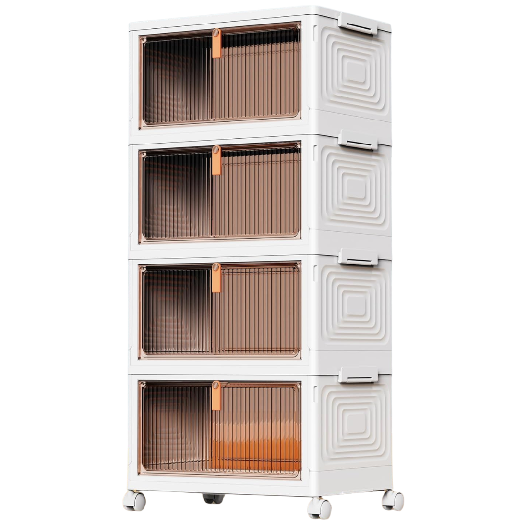4-Tier 23-Qt Plastic Storage Containers With Lid & Wheels