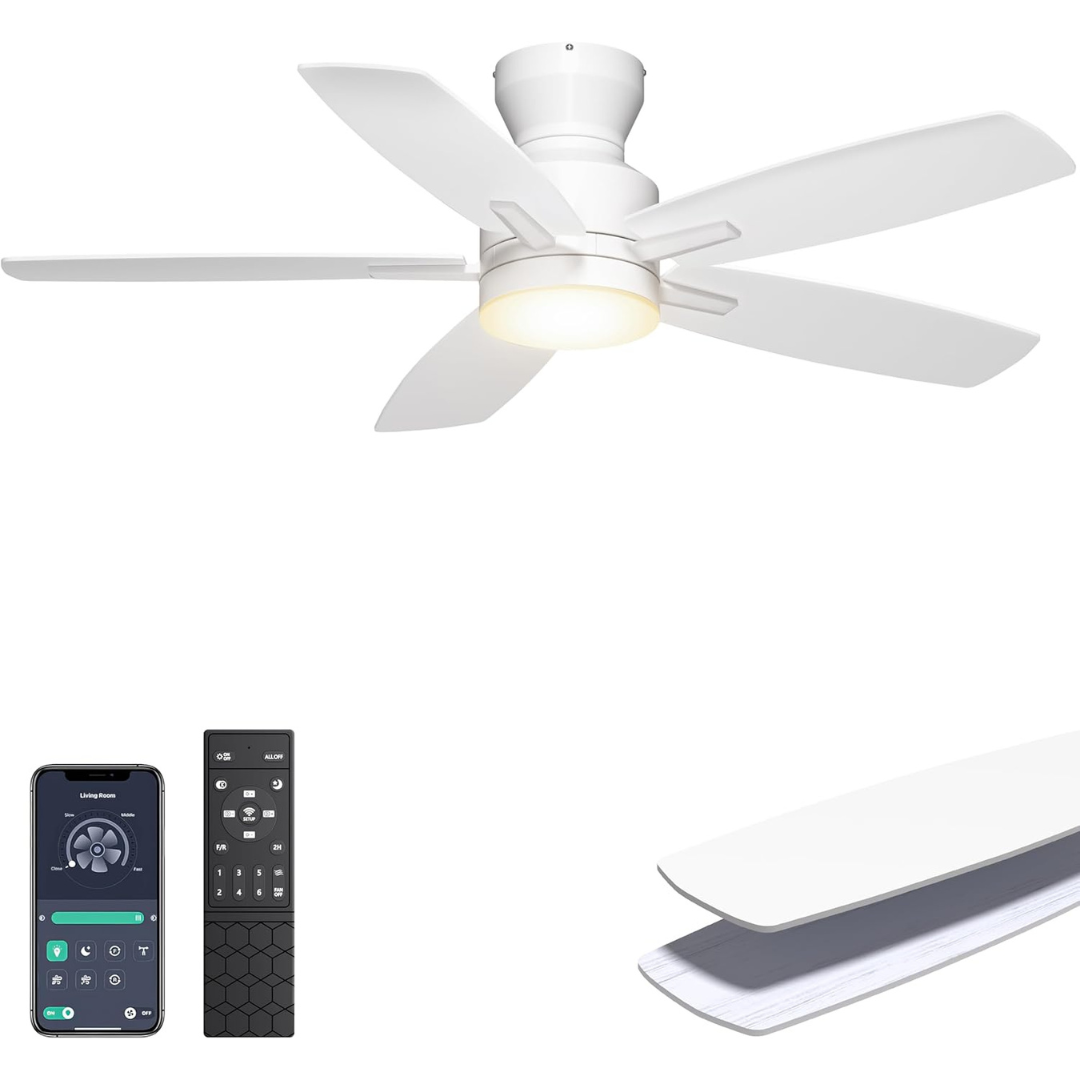Ohniyou 42'' Modern Low Profile Ceiling Fan With Lights