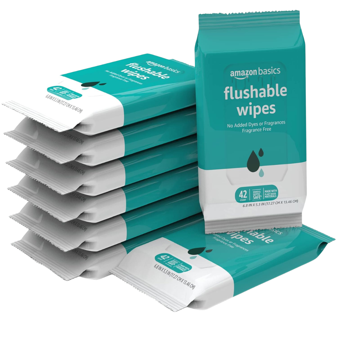 336-Count (8pk X 42ct) Amazon Basics Flushable Adult Toilet Wipes