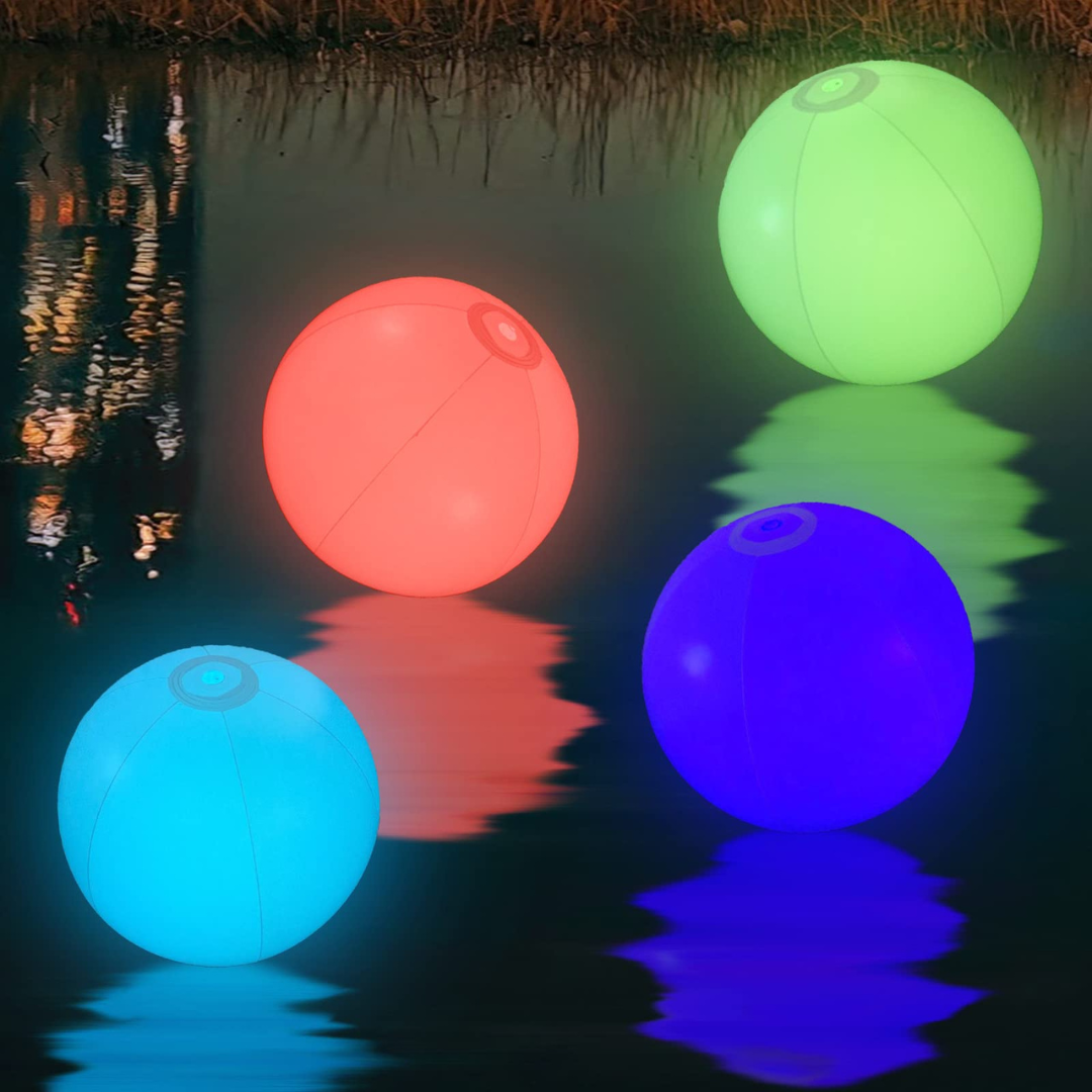 4-Pack FLAMDYNO Glow In The Dark Light Up Beach & Pool Balls