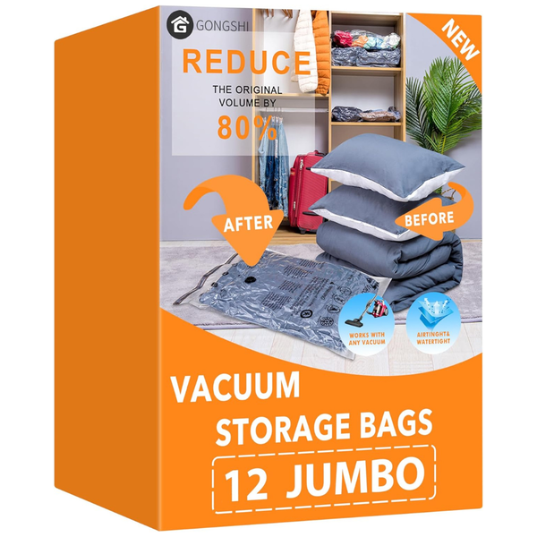12-Pack Gongshi Plastic Vacuum Storage Bags