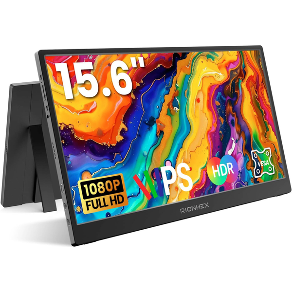 15.6" Portable 1080P USB-C HDMI Travel Monitor Built-in Stand VESA