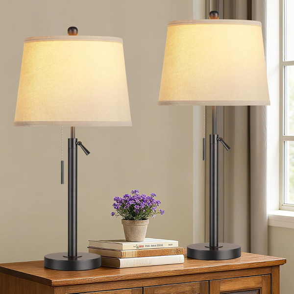 2-Pack Bedside Tall Black Table Lamps (LED Bulbs Included)