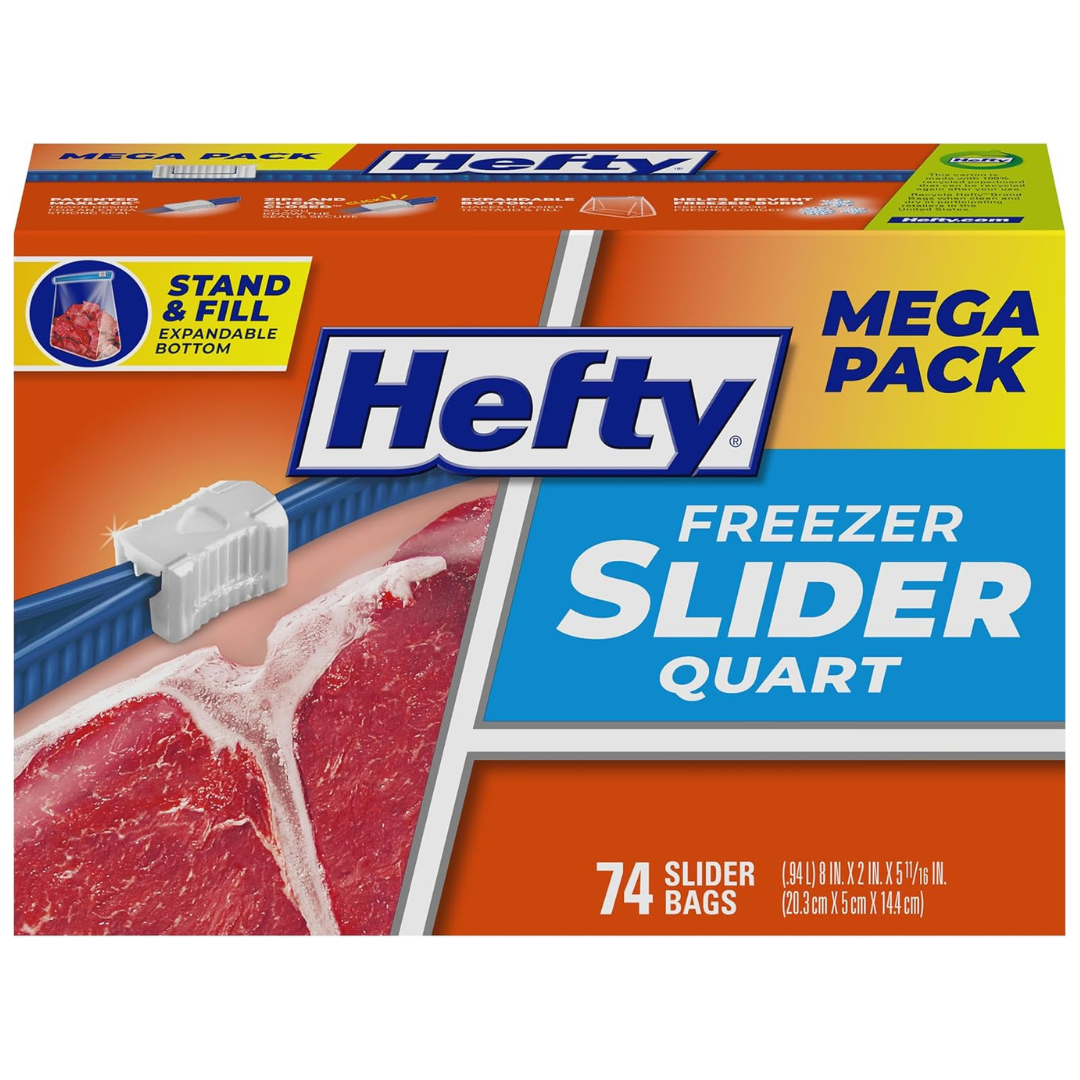 74-Count Hefty Slider Freezer Kitchen Storage Bags (Quart Size)
