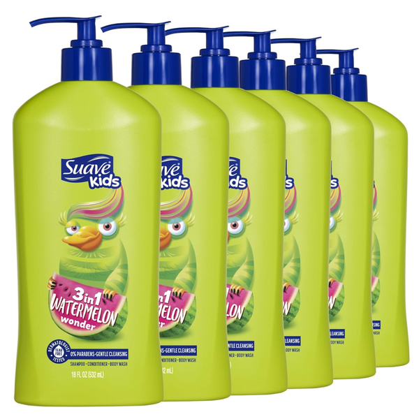 6-Pack 18 oz Suave Kids 3-in-1 Tear Free Body Wash