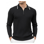 Men's Long-Sleeve Ribbed Knit Polo Shirt (Various)