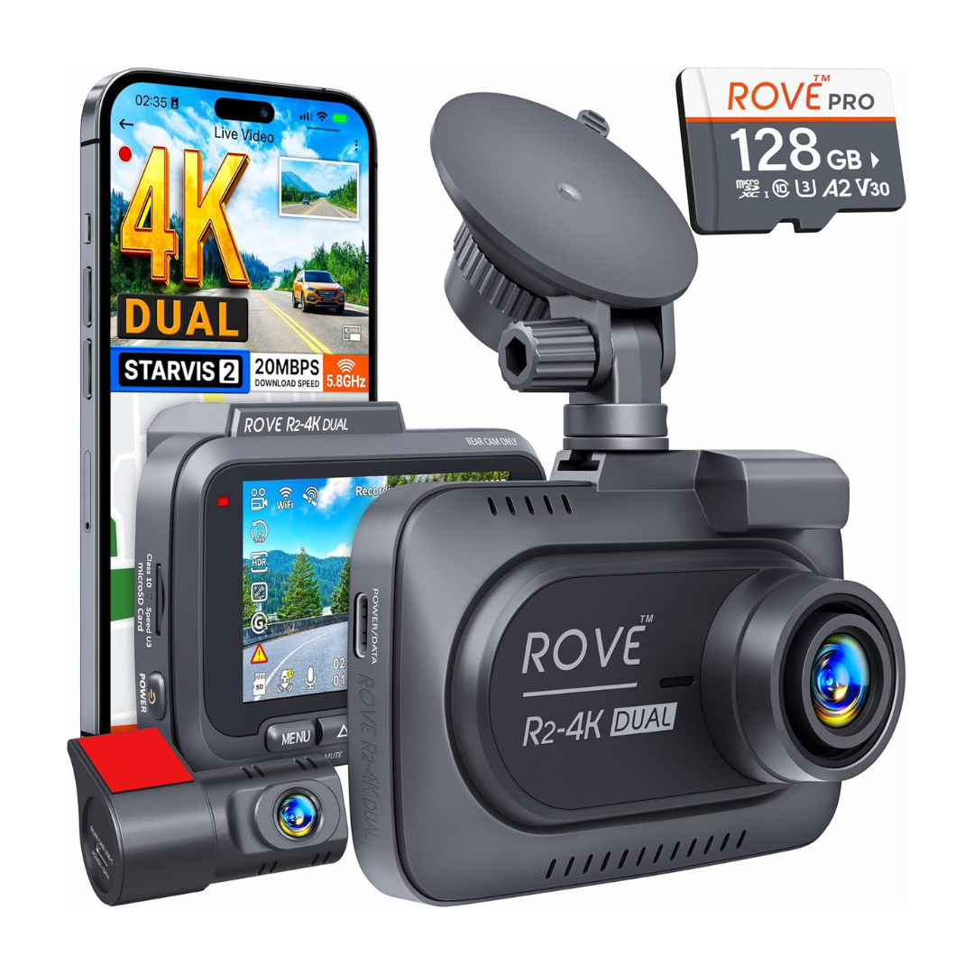 ROVE R2-4K 2160P/FHD 3" IPS Front And Rear Dual Dash Camera