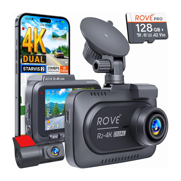 ROVE R2-4K 2160P/FHD 3" IPS Front And Rear Dual Dash Camera