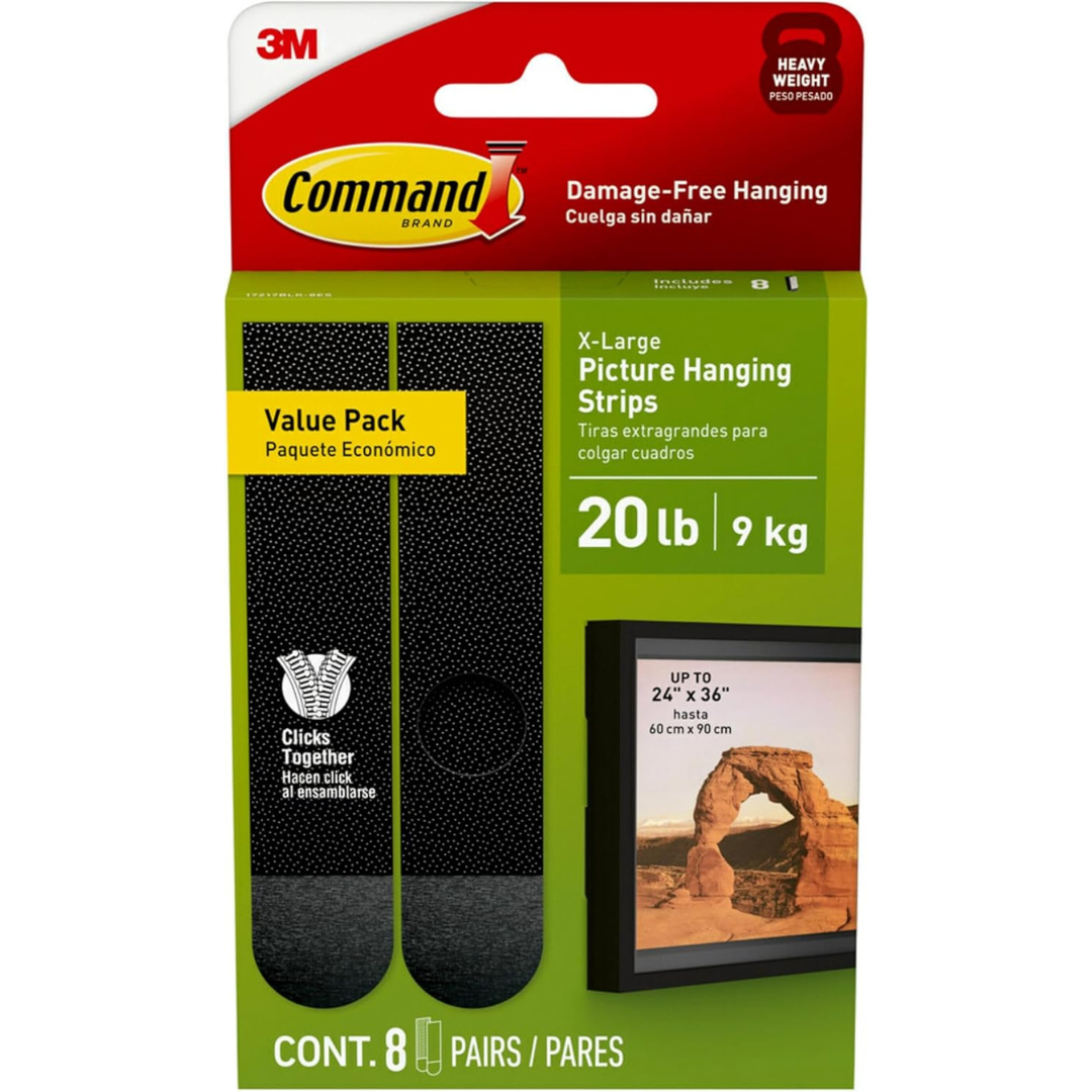 8-Pairs Command 20 lb XL Heavyweight Picture Hanging Strips