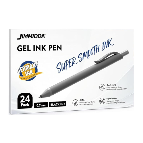 24-Pack Black 0.7mm Retractable Gel Pens