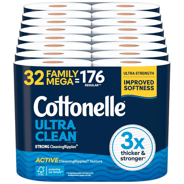 32-Pack Cottonelle Toilet Paper Family Mega Rolls (Ultra Clean )