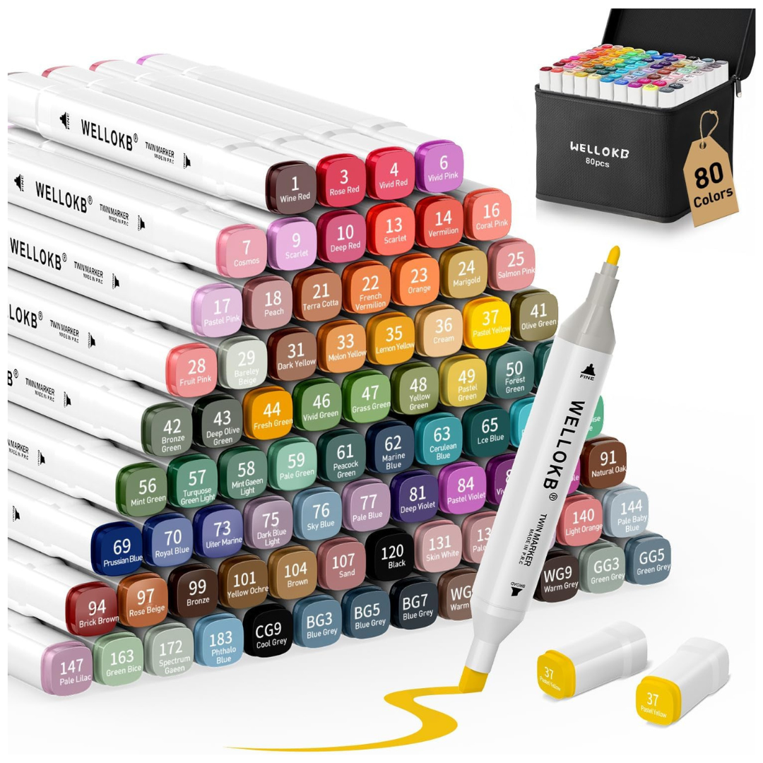 80-Count Colors Alcohol Based Dual Tip Markers Set