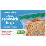 100-Count Amazon Basics Double Zipper Sandwich Storage Bags