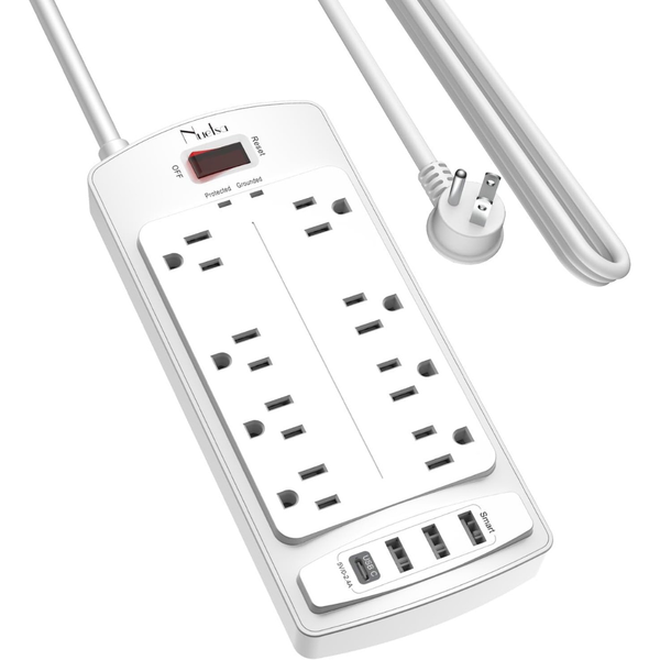 Surge Protector Power Strip W/ 10' Cord & 4 USB Ports