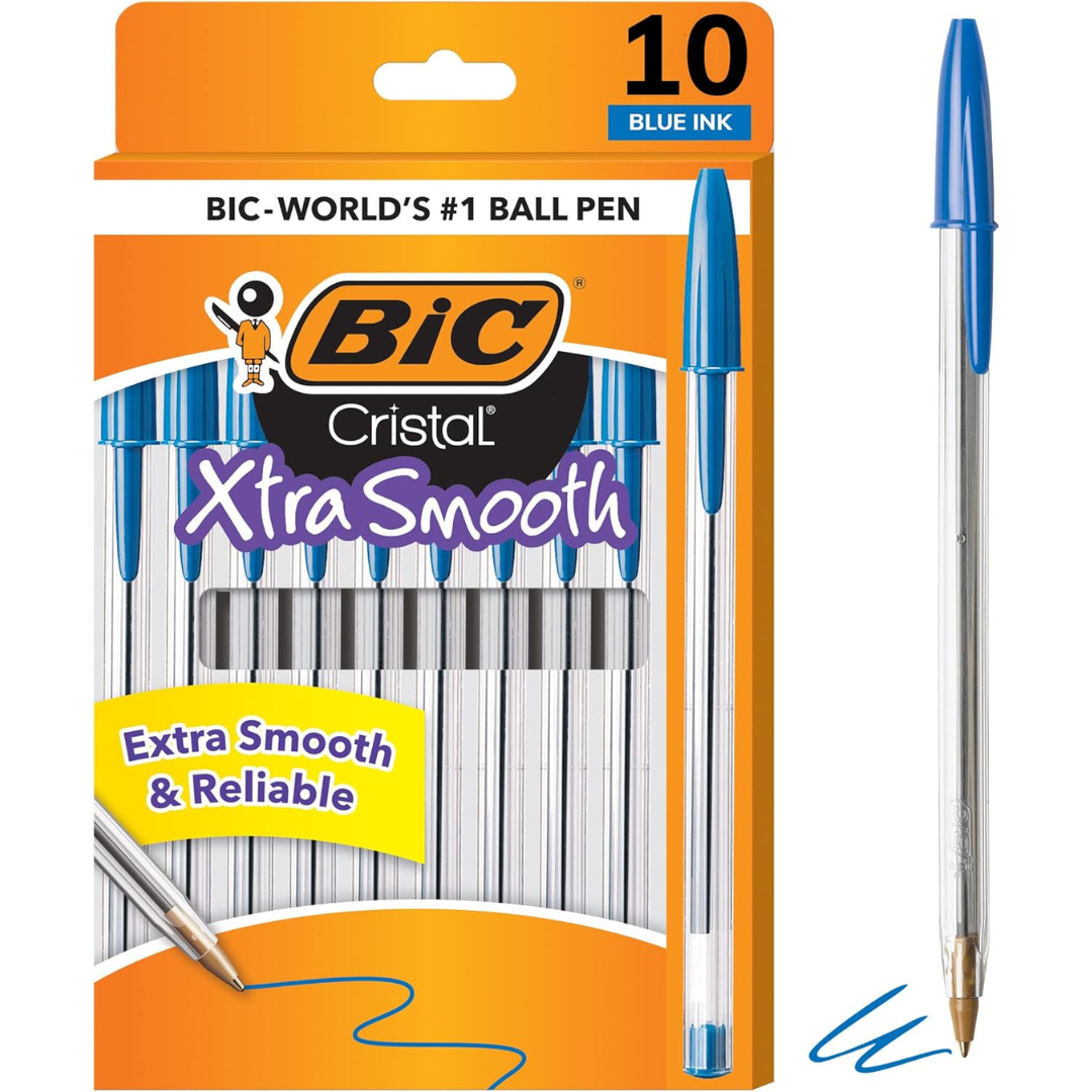 10-Count BIC Cristal Xtra Smooth Medium Point Ballpoint Pens (1.0mm)