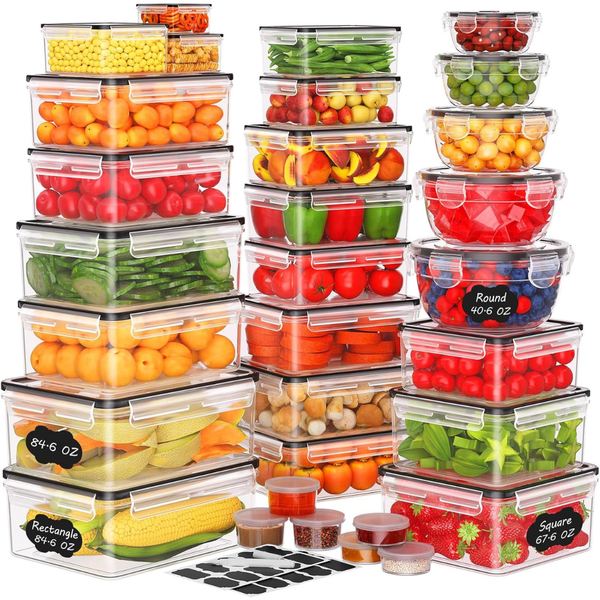 62-Piece Large Food Storage Containers With Lids Airtight