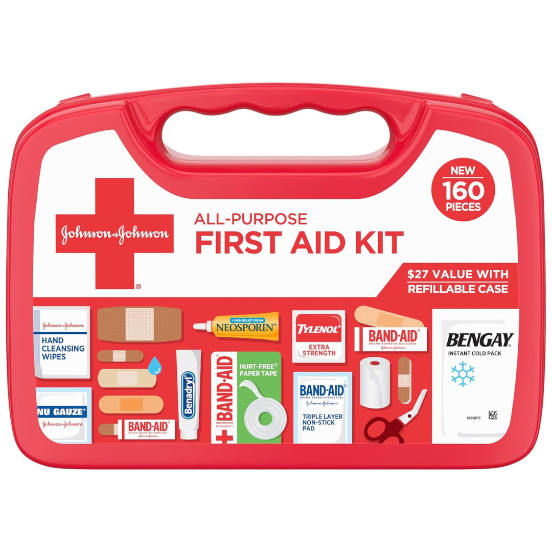 160-Pieces Johnson & Johnson All-Purpose Portable Compact First Aid Kit